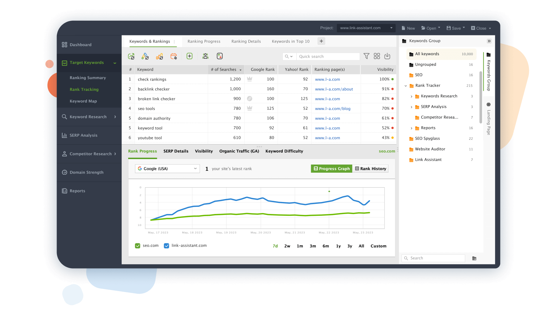 Após a atualização do software, localize as pastas Rank Tracking, Sandbox e All keywords