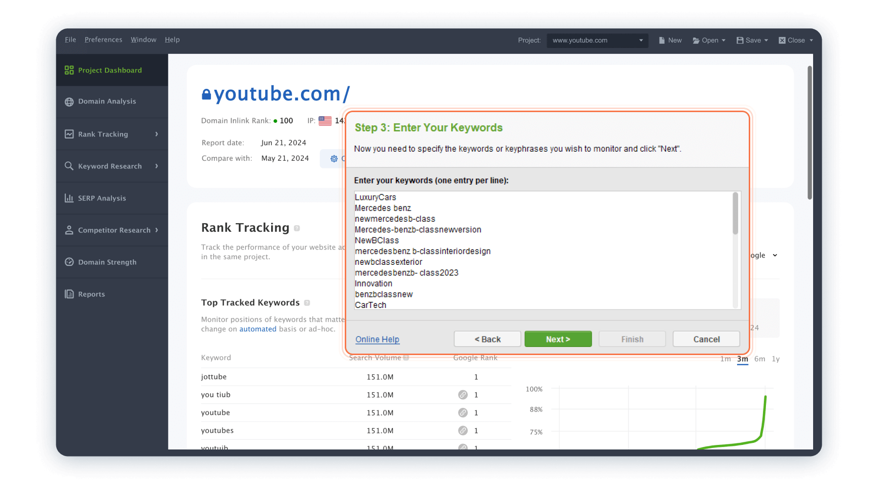 insira suas próprias palavras-chave que você espera que seu vídeo do YouTube seja classificado