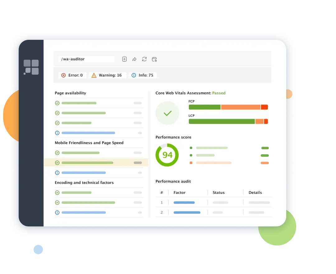 Page speed audit report