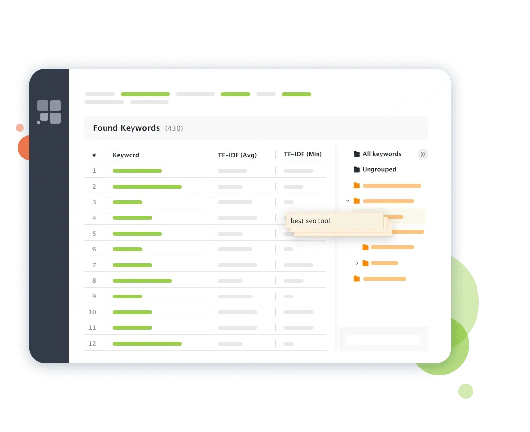 Drag and drop one or several keywords into groups