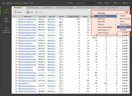 seo spyglass backlink checker