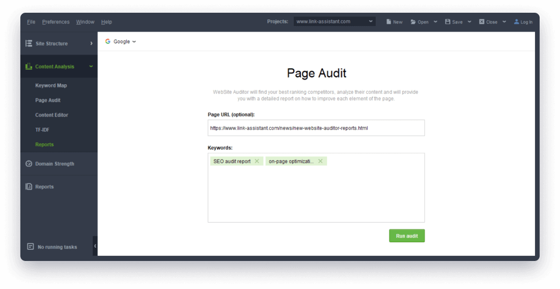 Downloadable page audit reports