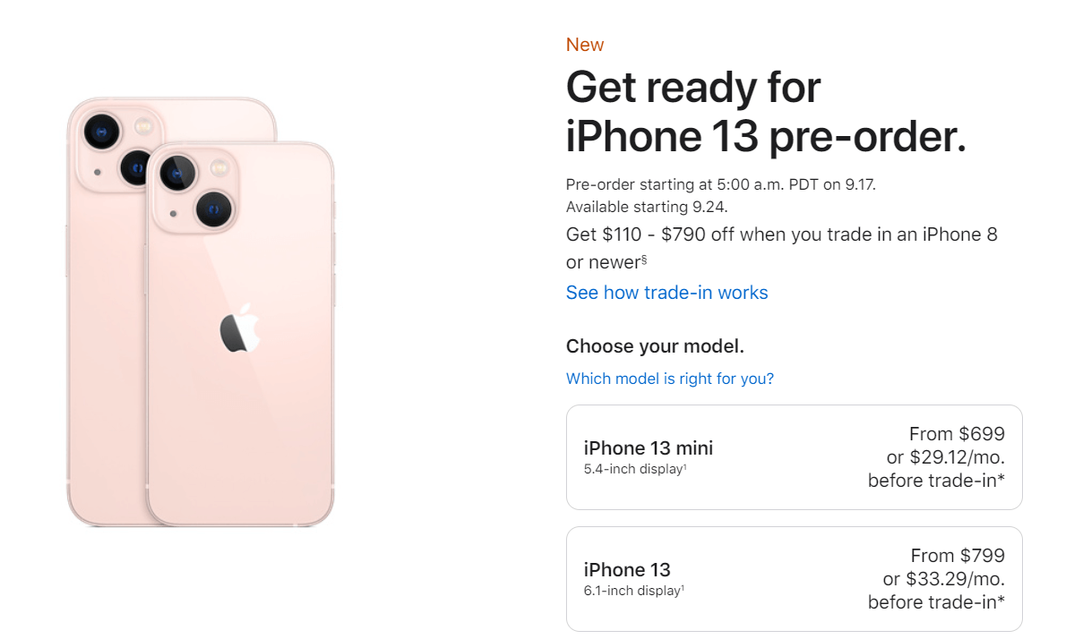 iphone 13 purchase page
