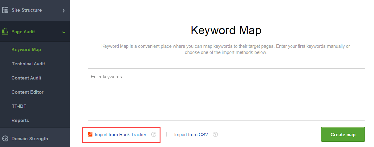 importing keyword map from Rank Tracker