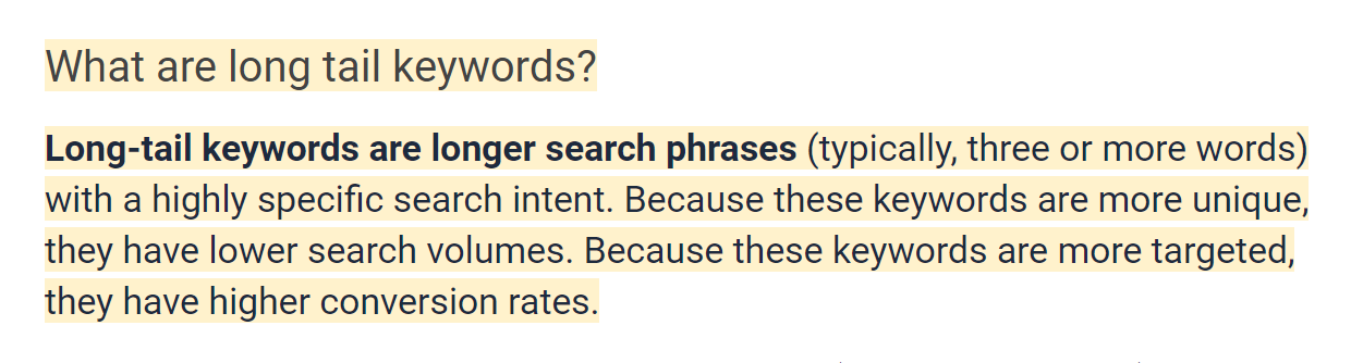 Long-tail keyword definition