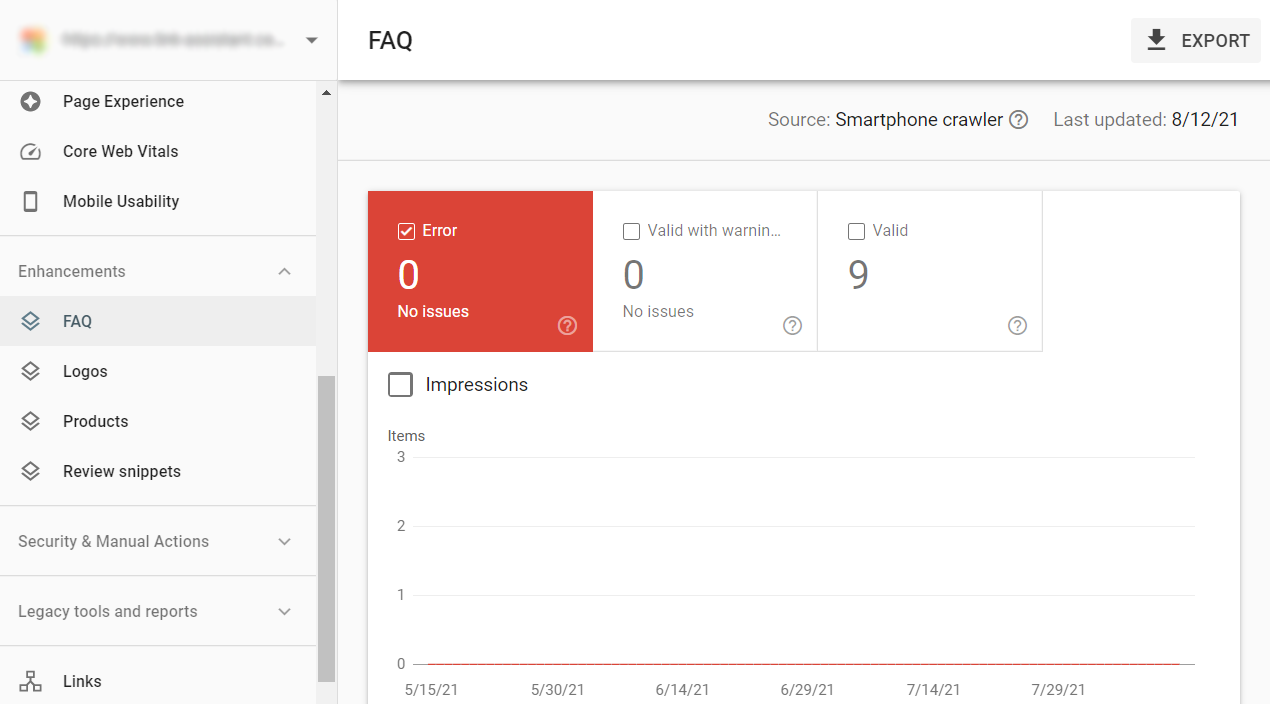 google search console enhancements report