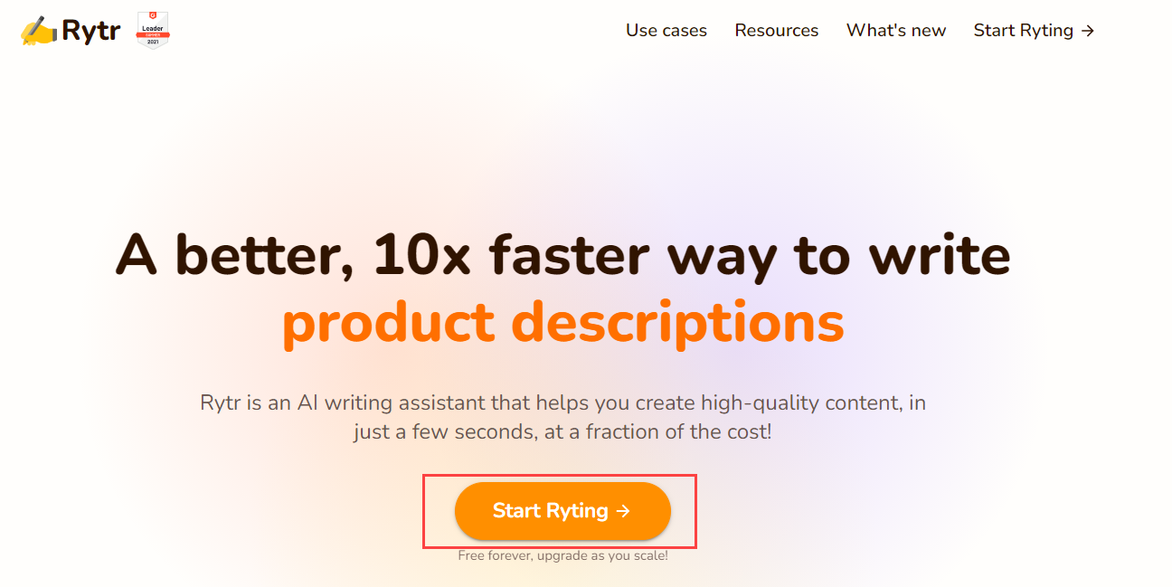 rytr homepage