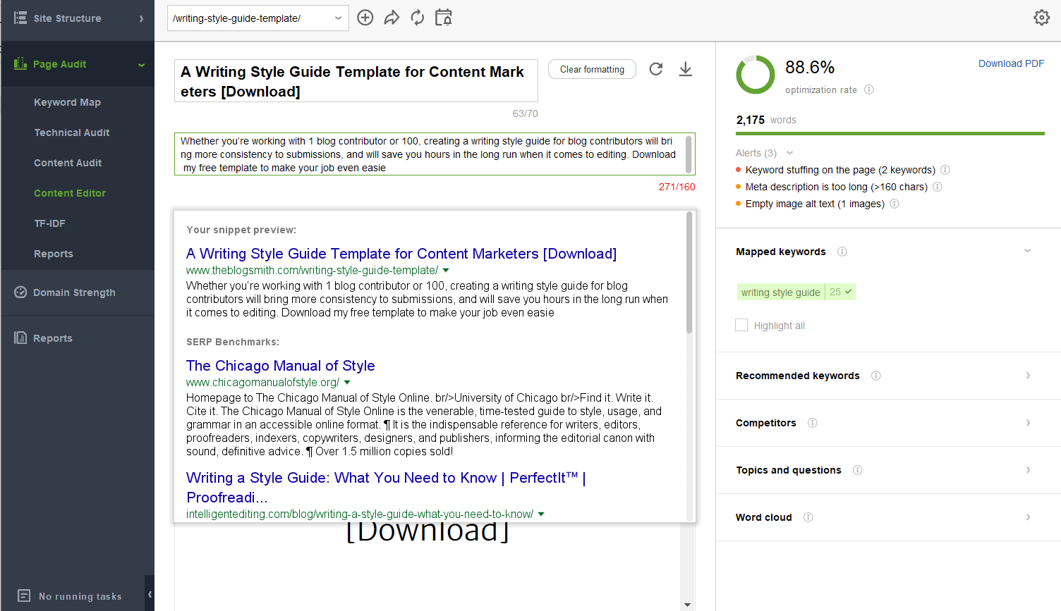 In Content Editor, preview what your search results snippet willl look like