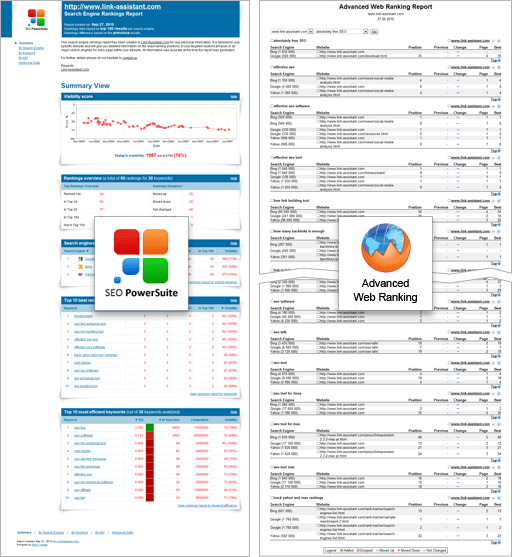 SEO PowerSuite and Advanced Web Ranking reports