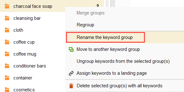 rename keyword group