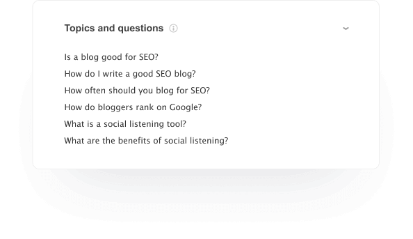 Obtenez des sujets et des questions dans la boîte de dialogue Les personnes demandent également de Google
