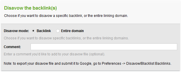 Disavowing backlinks in SEO SpyGlass