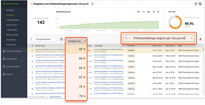 Analyze backlink profiles