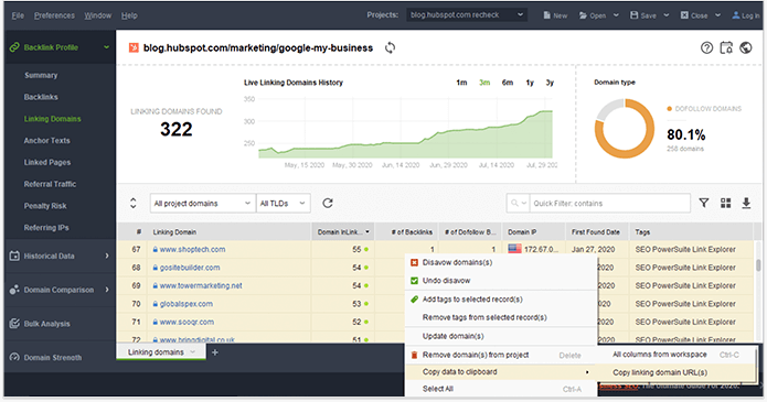 Export the list of your link-building prospects