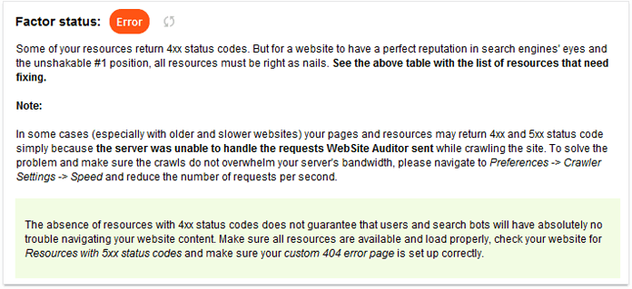 A description of how to fix particular error codes