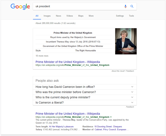 Rich results in Google