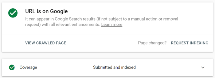 Verzoek om indexering van een geÃ¼pdatete URL in Search Console