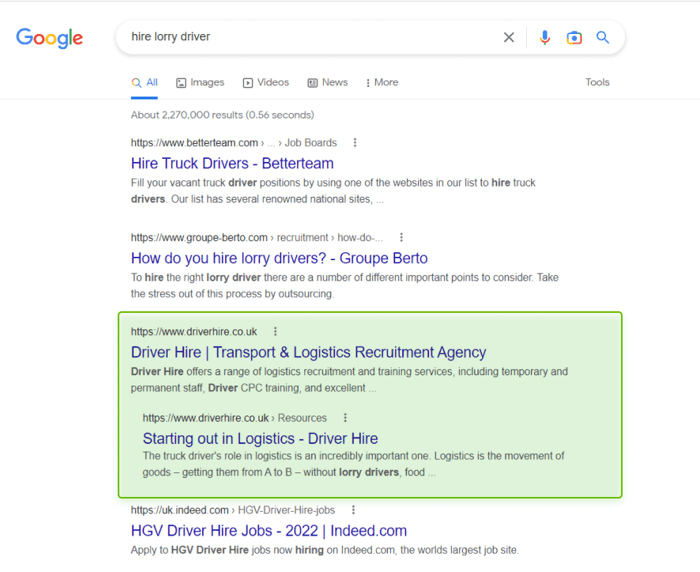 The main page and resource page are ranking high together on the SERP