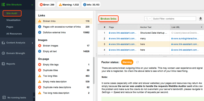 Controleer uw site op verbroken interne links