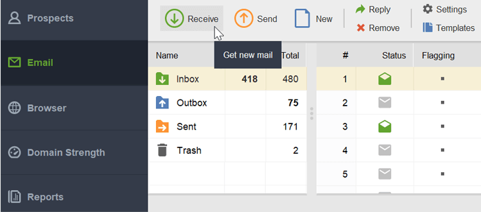 Inbox in email client in LinkAssistant will perform tasks, sending and receiving your mass outreach campaigns