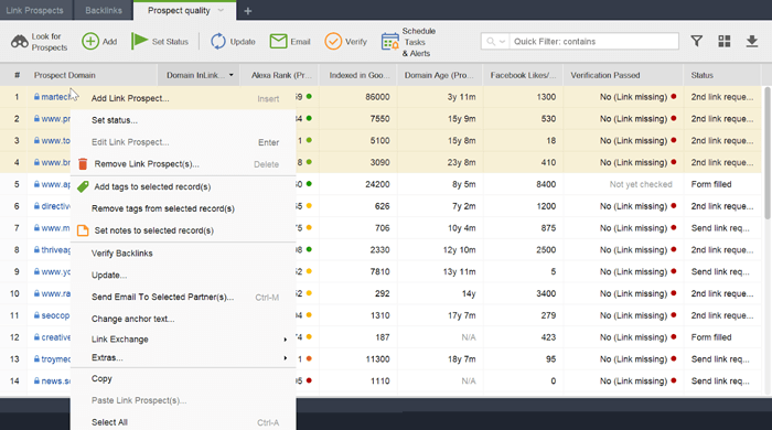 Sending bulk link-building email in LinkAssistant