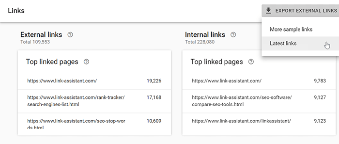 Links in Google Search Console