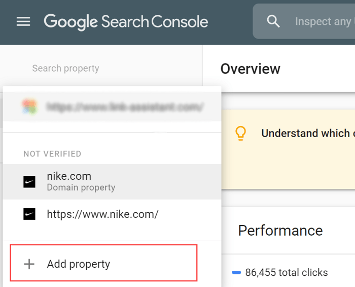 add website to google search console