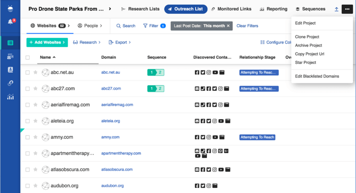 Buzzstream's outreach management