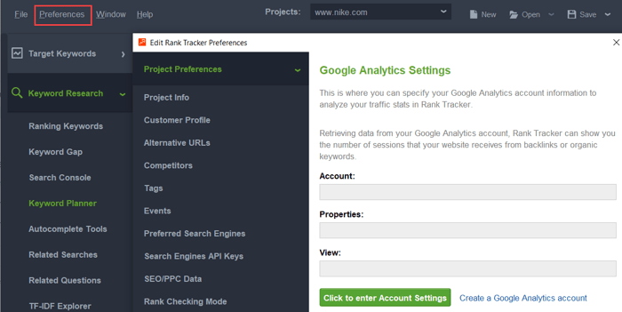 google analytic integration with rank tracker