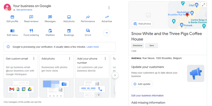 edit and manage your profile directly from the Google SERP
