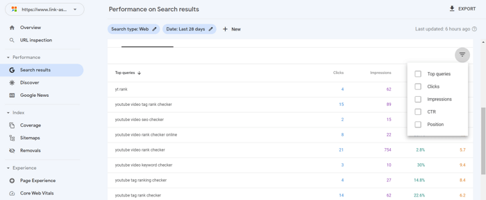 Find your best keywords in Google Search Console
