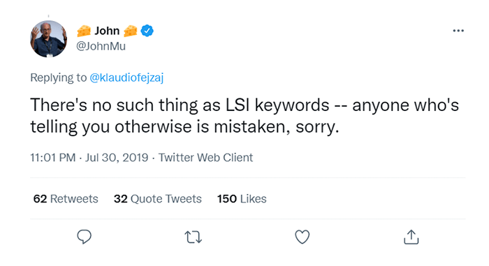 John Mueller tells us there are no LSI keywords
