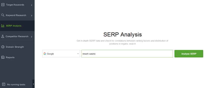 SERP Analysis module of Rank Tracker