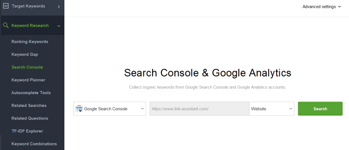 collect keywords from Search Console