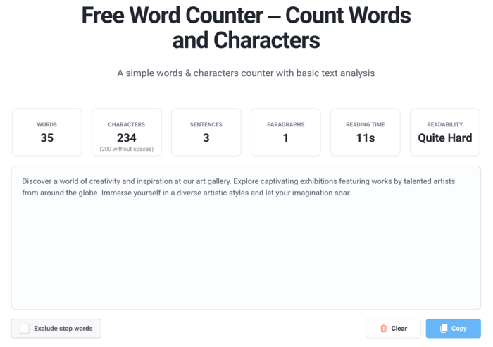 Word Counter tool