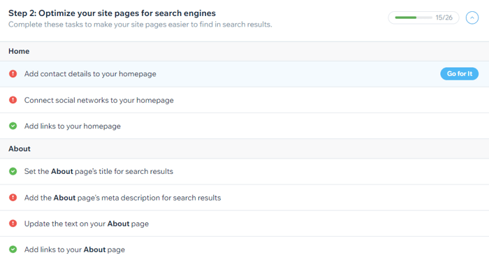 optimizing site pages for search