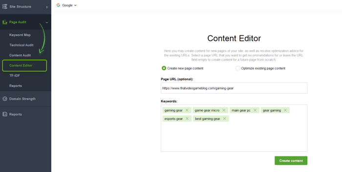 Content Editor by WebSite Auditor