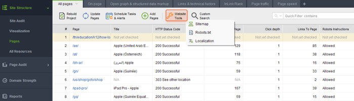 gerando um mapa do site no WebSite Auditor