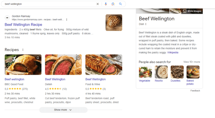 recipe rich snippets