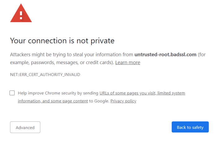 your connection is not secure message