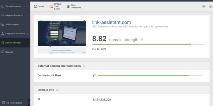 Domain Strength metric in Rank Tracker and other SPS tools show the webiste authority in general