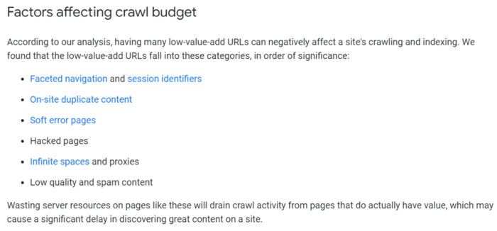 Google on faceted navigation and crawl budget