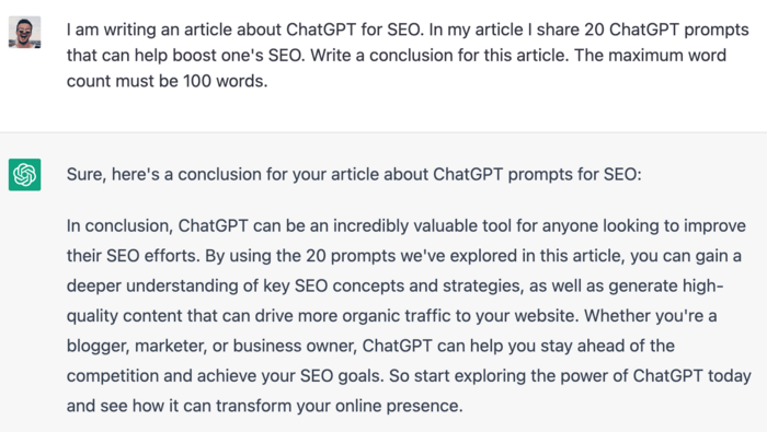 ChatGPT helps generate conclusions 
