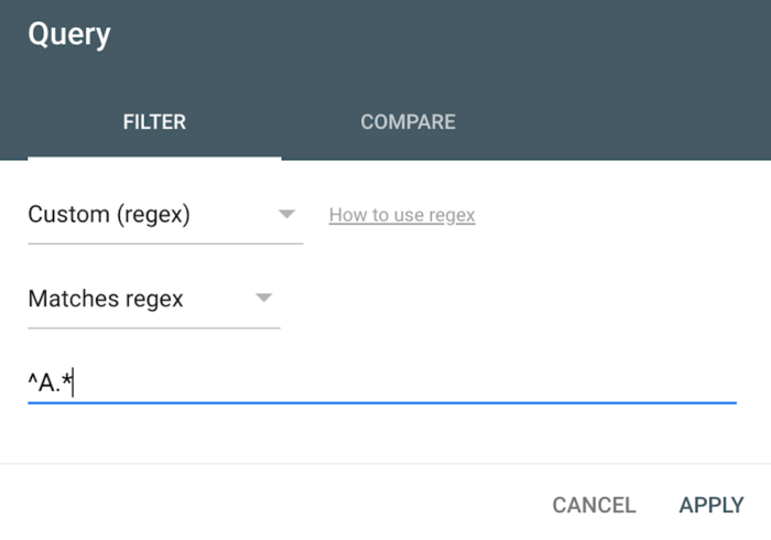 Google Search Console filters