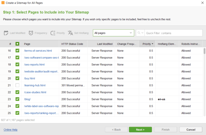 Hulpprogramma voor het genereren van sitemaps in Website Auditor