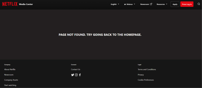 Netflix's 404 error page