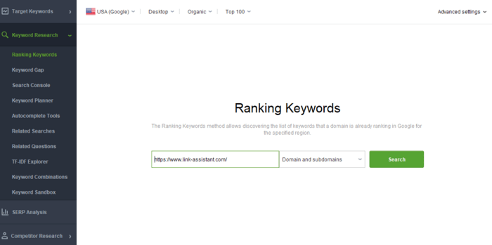 Keyword Research > Ranking Keywords