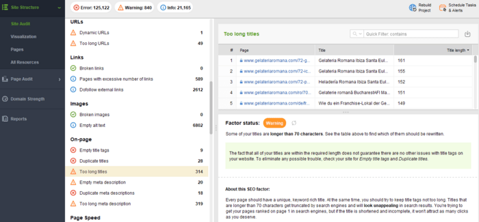 on-page SEO audit in WebSite Auditor