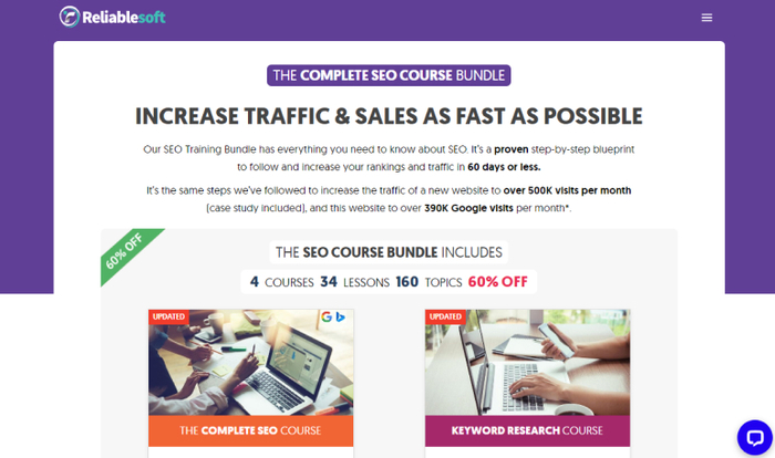 reliable soft SEO course homepage
