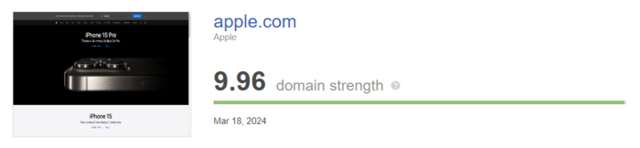 apple.com domain strength